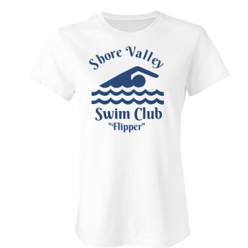 Shore Valley Swim Club Junior Fit Bella Sheer Longer Length Rib Tee