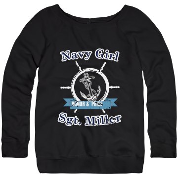 Navy Girl Sweatshirt Junior Fit Bella Triblend Slouchy Wideneck Sweatshirt
