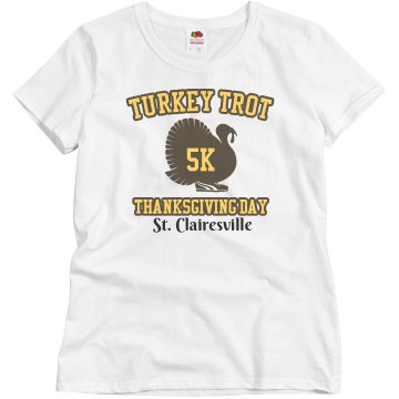 Turkey Trot Shirt Junior Fit Brightline 3/4 Sleeve Jersey Tee