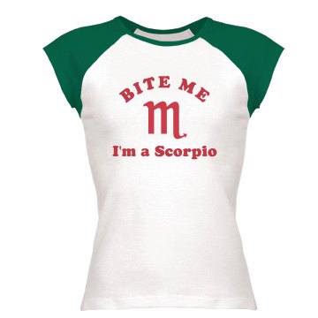 Bite Me Scorpio Junior Fit Bella 1x1 Rib Ringer Tee
