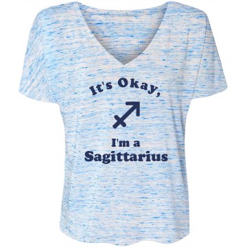 Sagittarius Tee Junior Fit Bella Sheer Longer Length Rib V-Neck Tee 