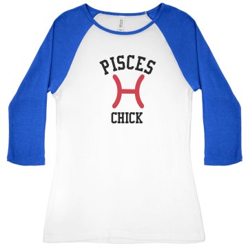 Pisces Chick Junior Fit Bella 1x1 Rib 3/4 Sleeve Raglan Tee