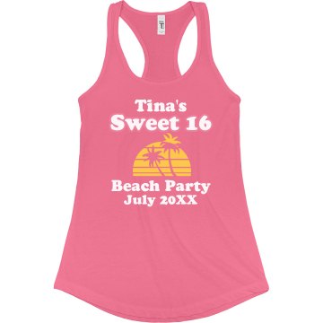 Sweet 16 Beach Party Junior Fit Bella Sheer Longer Length Rib Racerback Tank Top