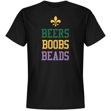 Beers Boobs Beads Unisex Gildan Heavy Cotton Crew Neck Tee
