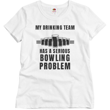Drinking Bowling Team Junior Fit Bella Crewneck Jersey Tee