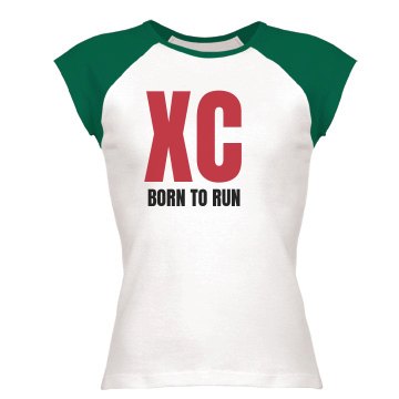 Cross Country Born To Run Junior Fit Bella 1x1 Rib Ringer Tee