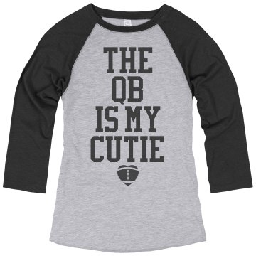 The Quarterback Is Mine Junior Fit Bella 1x1 Rib Cap Sleeve Raglan Tee