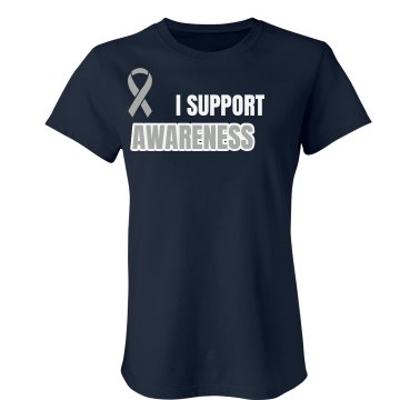 I Support Awareness Junior Fit Bella Crewneck Jersey Tee