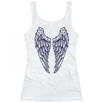 Angel Wings Tank Junior Fit Bella Sheer Longer Length Rib Tank Top