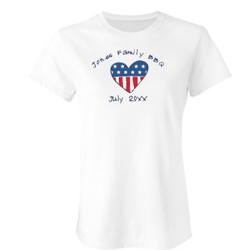 Jones Family BBQ Junior Fit Bella Sheer Longer Length Rib Tee