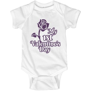 My 1st Valentine's Day Infant Rabbit Skins Lap Shoulder Creeper