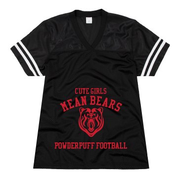 Cute Girls Mean Bears Junior Fit Soffe Mesh Football Jersey