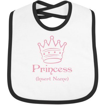 Custom Princess Bib Infant Bella Baby 1x1 Rib Reversible Bib