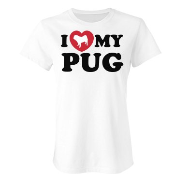 I Love My Pug Junior Fit Bella Sheer Longer Length Rib Tee