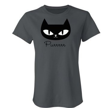 Purrfect Cat Graphic Tee Junior Fit Bella Sheer Longer Length Rib Tee