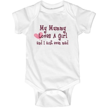 Mummy Loves A Girl Onesie Infant Rabbit Skins Lap Shoulder Creeper