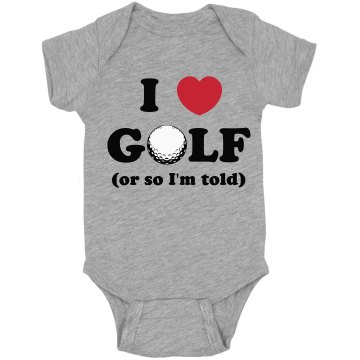 I Love Golf Onesie Infant Rabbit Skins Lap Shoulder Creeper