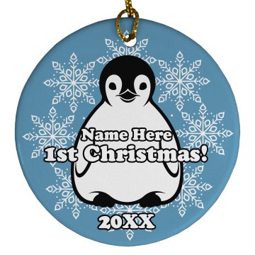 Custom 1st Christmas Porcelain Circle Ornament