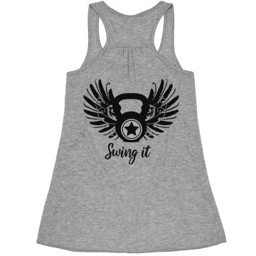 Swing It Kettlebell Misses Bella Flowy Boxy Lightweight Crop Tank