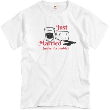 Just Married License Unisex Basic Gildan Heavy Cotton Crew Neck Tee