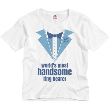 Most Handsome Ring Bearer Youth Basic Gildan Ultra Cotton Crew Neck Tee