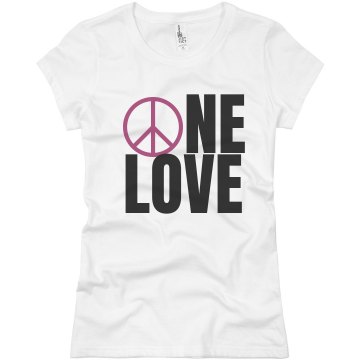 One Love Peace Sign Junior Fit Basic Bella Favorite Tee