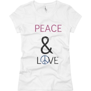 Peace & Love Distressed Junior Fit Basic Bella Favorite Tee
