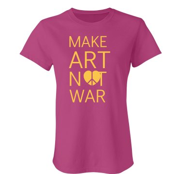 Make Art Not War Junior Fit Bella Sheer Longer Length Rib Tee