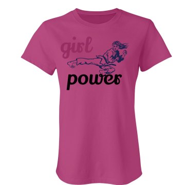 Girl Power Kick! Junior Fit Bella Sheer Longer Length Rib Tee