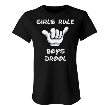 Girls Rule Boys Drool Junior Fit Bella Sheer Longer Length Rib Tee