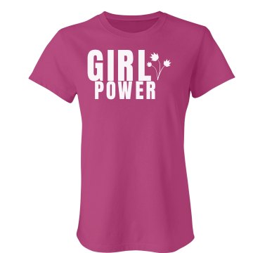 Girl Power Flower Junior Fit Bella Sheer Longer Length Rib Tee