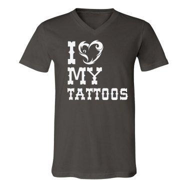 I Love My Tattoos Unisex American Apparel Fine Jersey V-Neck Tee