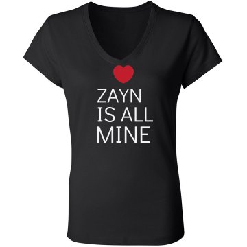 My BF Zayne Is Mine Junior Fit Bella Long Sleeve Sheer Longer Length Rib V-Neck Tee