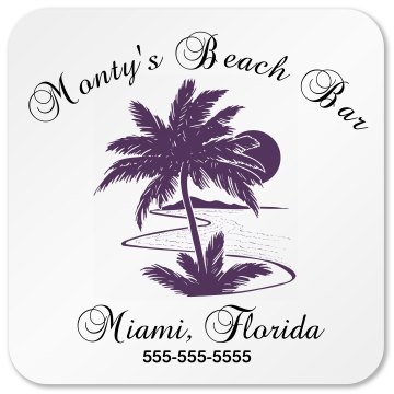 Monty Beach Bar Business Square Sandstone Soaker Coaster