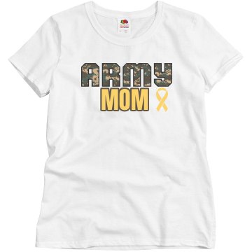 Army Mom Ribbon Shirt Misses Relaxed Fit Basic Gildan Heavy Cotton Tee