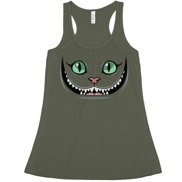 Mad Cheshire Cat Face Misses American Apparel Neon Oversized Crop Tank