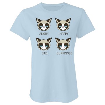 Moods of a Grumpy Cat Junior Fit Bella Crewneck Jersey Tee