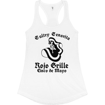 Senorita Cinco de Mayo Junior Fit Bella Longer Length 1x1 Rib Tank Top