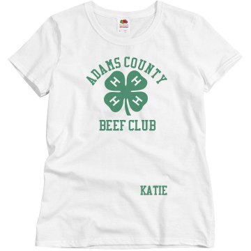 4-H Fair Beef Club Misses Relaxed Fit Basic Gildan Ultra Cotton Tee