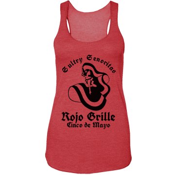Senorita Cinco de Mayo Junior Fit Bella Longer Length 1x1 Rib Tank Top