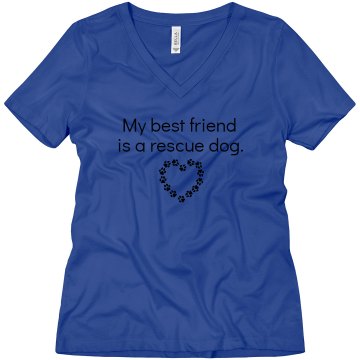 My Best Friend Rescue Dog Misses Relaxed Fit Anvil V-Neck Tee