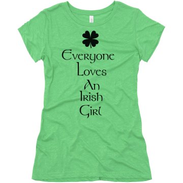 Irish Girls Rhinestones Junior Fit Bella Sheer Longer Length Jersey 2-in-1 Tee