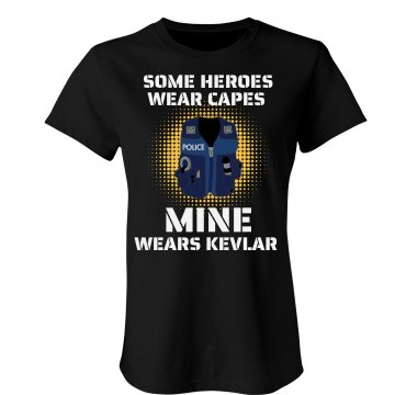 My Hero Wears Kevlar Junior Fit Bella Crewneck Jersey Tee