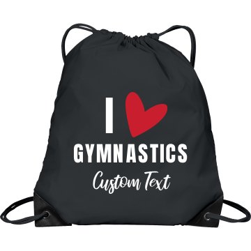 I Love Gymnastics Port & Company Drawstring Cinch Bag
