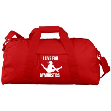 I Live For Gymnastics Port & Company Large Square Duffel Bag
