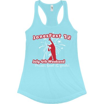 Jonesfest July 4th Tank Junior Fit Bella Sheer Longer Length Rib Racerback Tank Top