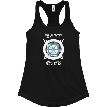 Navy Wife Tank Junior Fit Bella Sheer Longer Length Rib Racerback Tank Top