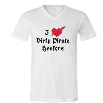 Dirty Pirate Hookers Unisex Canvas V-Neck Jersey Tee