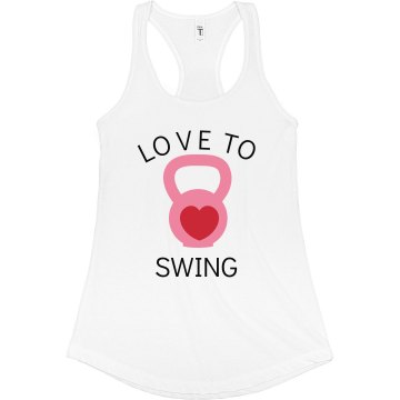 Love to Swing Kettlebell Junior Fit Bella Sheer Longer Length Rib Racerback Tank Top