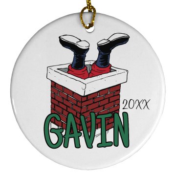 Santa Quinn Ornament Porcelain Circle Ornament